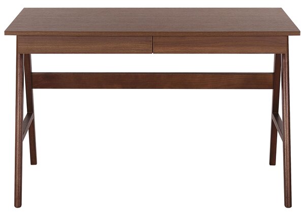 Pracovní stůl SHESLAY Tmavě hnědá 120 cm 70 cm se zásuvkami