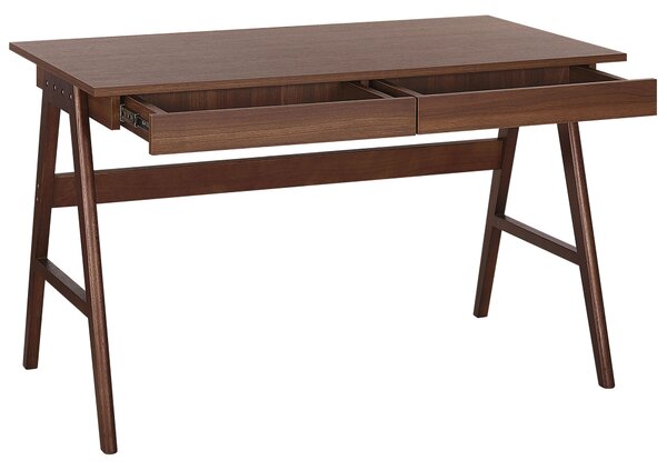 Pracovní stůl SHESLAY Tmavě hnědá 120 cm 70 cm se zásuvkami
