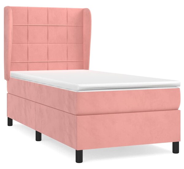 Box spring postel s matrací růžová 80 x 200 cm samet 3129182