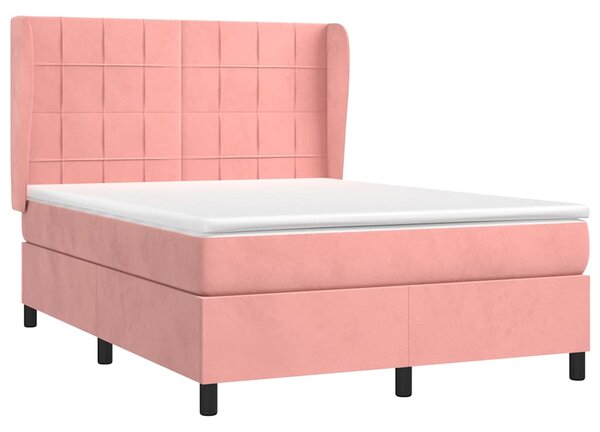 Box spring postel s matrací růžová 140x190 cm samet 3129212