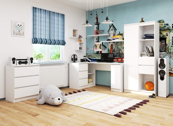 Ak furniture Rohový psací stůl B20 155 cm bílý levý