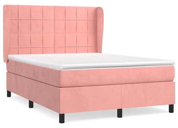 Box spring postel s matrací růžová 140x190 cm samet 3129212