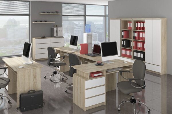 Ak furniture Psací stůl A-6 90 cm dub sonoma/bílý levý