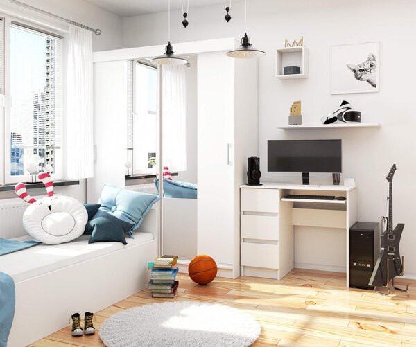 Ak furniture Psací stůl A-6 90 cm bílý levý