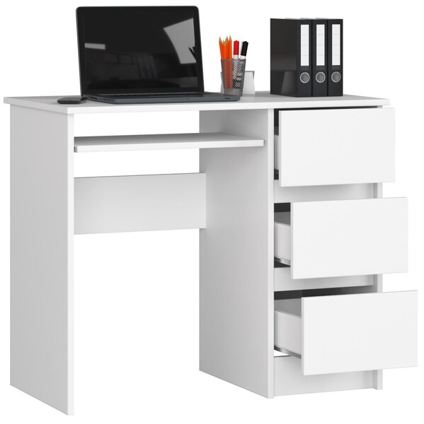 Ak furniture Psací stůl A-6 90 cm bílý pravý