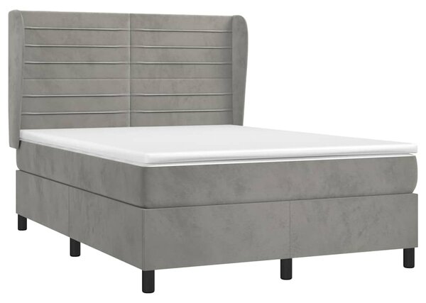 Box spring postel s matrací světle šedá 140x190 cm samet 3129267