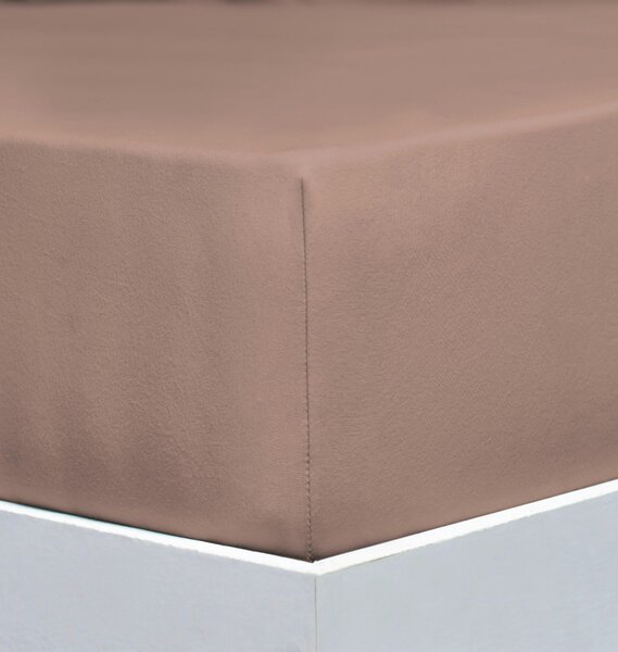 ELASTICKÉ PROSTĚRADLO, žerzej, světle hnědá, 90-100/200-220 cm Florella - Prostěradla