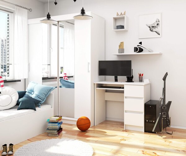 Ak furniture Psací stůl A-6 90 cm bílý pravý