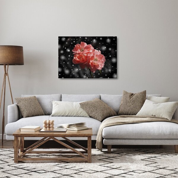 Skleněný obraz růžové květiny (70x50 cm)
