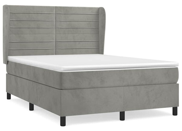 Box spring postel s matrací světle šedá 140x190 cm samet 3129267