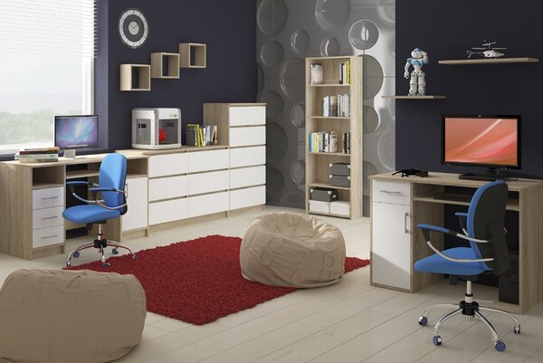 Ak furniture Psací stůl A-6 90 cm dub sonoma/bílý pravý