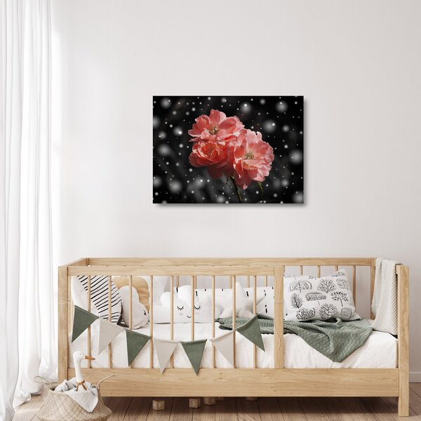 Skleněný obraz růžové květiny (70x50 cm)