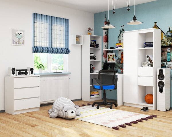Ak furniture Psací stůl s regálem Smart bílý