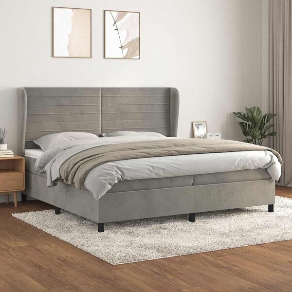 Box spring postel s matrací světle šedá 200x200 cm samet 3129291