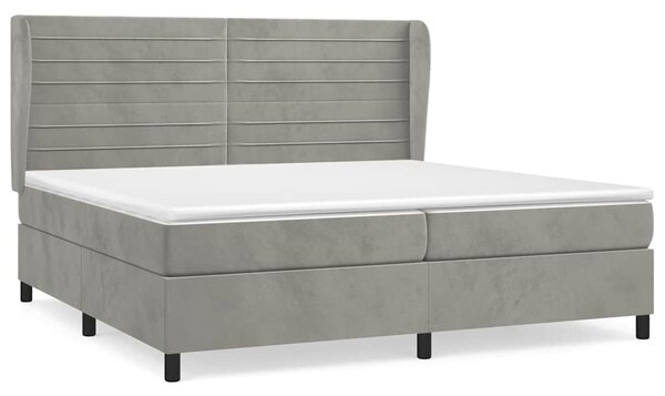 Box spring postel s matrací světle šedá 200x200 cm samet 3129291