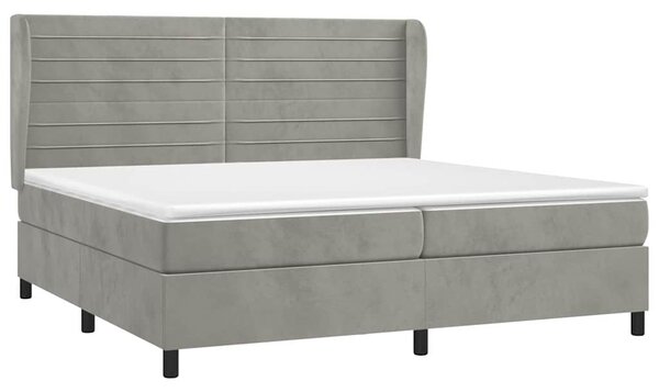 Box spring postel s matrací světle šedá 200x200 cm samet 3129291
