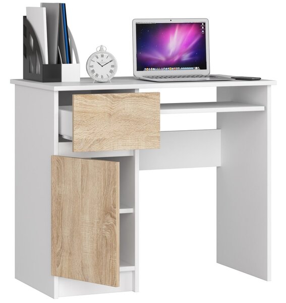 Ak furniture Psací stůl PIKSEL 90 cm bílý/dub sonoma levý