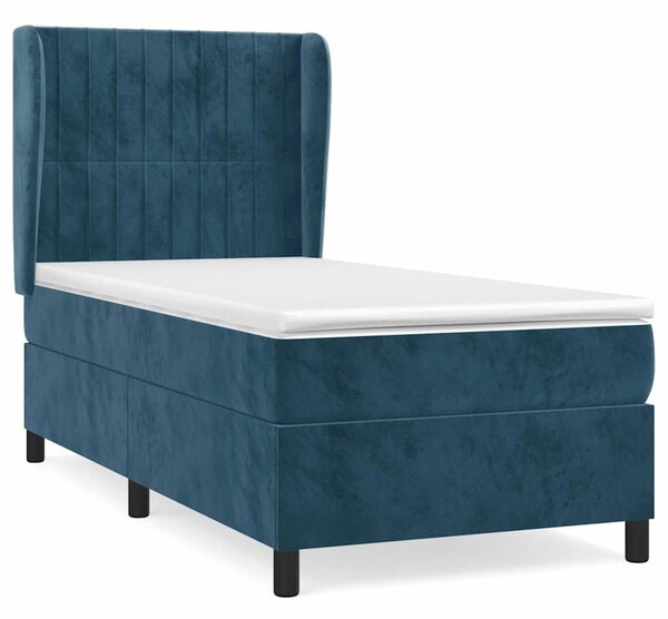 Box spring postel s matrací tmavě modrá 90x190 cm samet 3129307