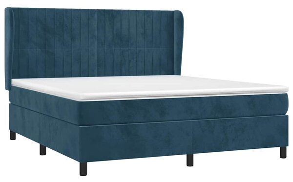 Box spring postel s matrací tmavě modrá 160x200 cm samet 3129343