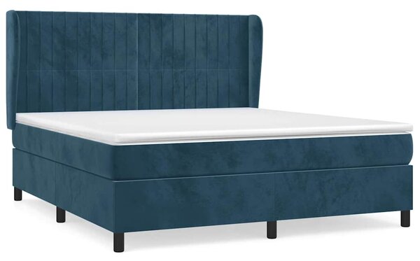 Box spring postel s matrací tmavě modrá 160x200 cm samet 3129343