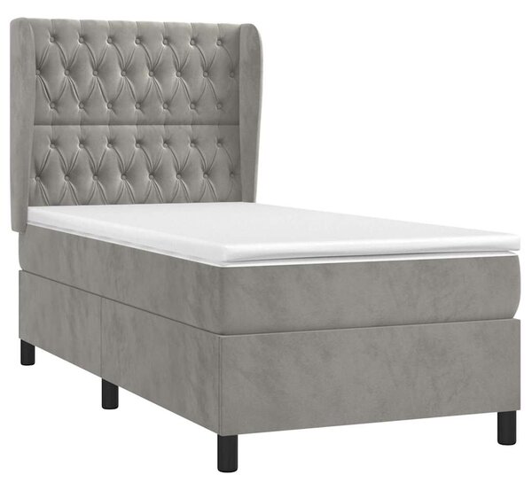 Box spring postel s matrací světle šedá 80 x 200 cm samet 3129357