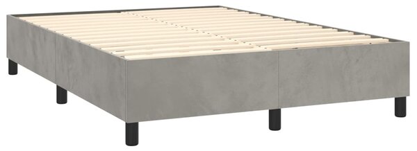 Box spring postel s matrací a LED světle šedá 140x190 cm samet 3136179
