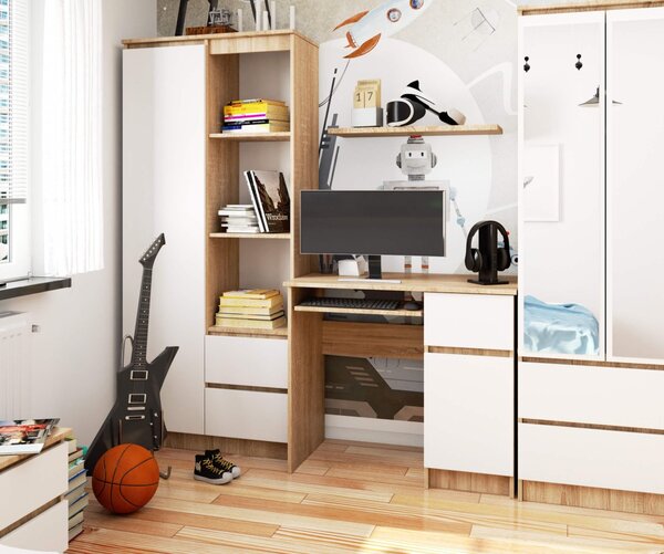 Ak furniture Psací stůl PIKSEL 90 cm dub sonoma/bílý pravý