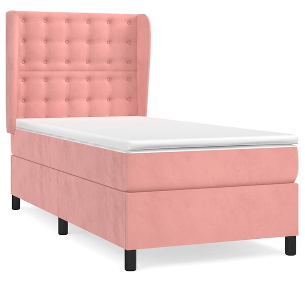 Box spring postel s matrací růžová 80 x 200 cm samet 3129422