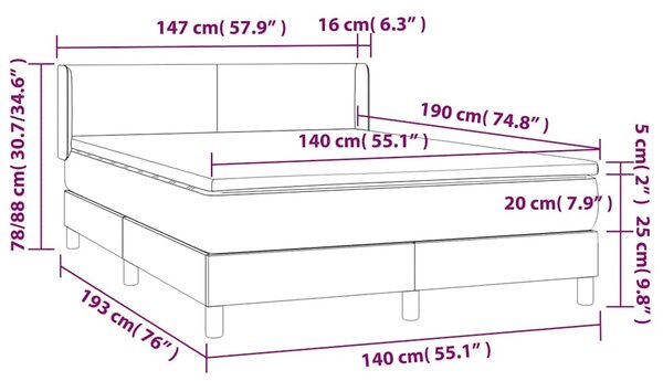 Box spring postel s matrací krémová 140x190 cm textil 3129550