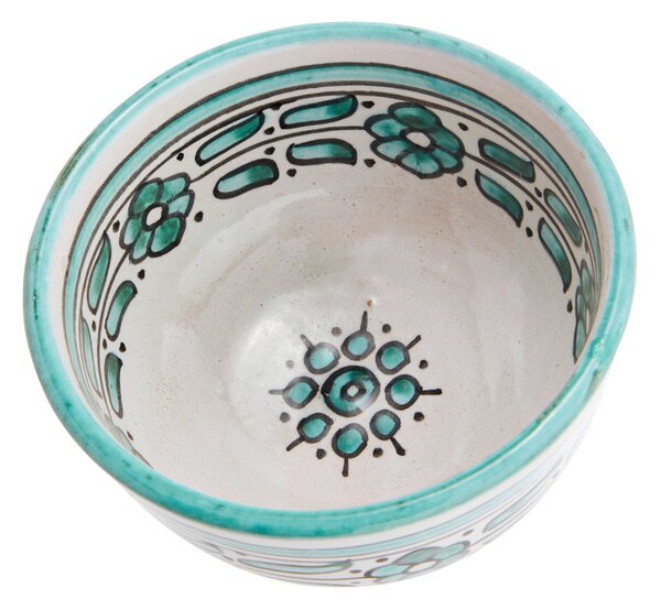 Kameninová miska Hand Painted Off White/Green