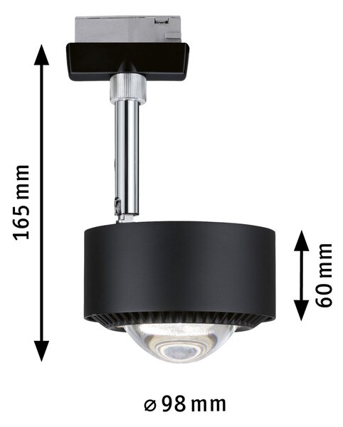 Paulmann 96812 Aldan, spot pro Urail systém, 9W LED 4000K stmívatelné, matná černá, výška 17cm