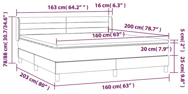 Box spring postel s matrací světle šedá 160x200 cm samet 3131027