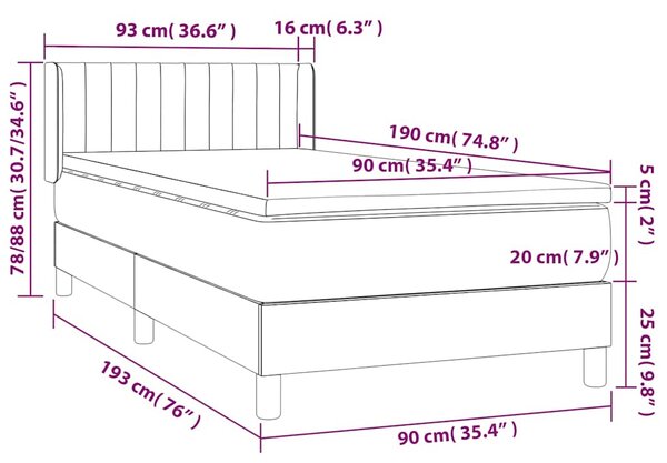 Box spring postel s matrací tmavě šedá 90x190 cm textil 3129834