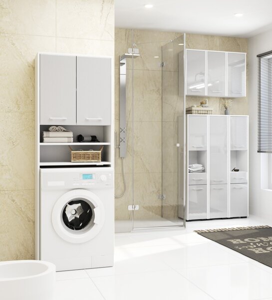 Ak furniture Závěsná koupelnová skříňka Fin 60 cm bílá/stříbrná lesk