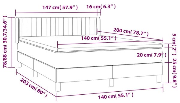 Box spring postel s matrací tmavě šedá 140x200 cm samet 3131082