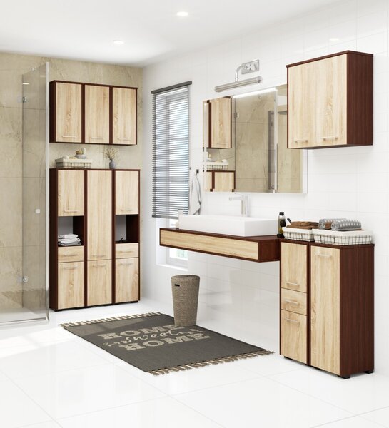 Ak furniture Koupelnová skříňka Fin I 30 cm venge/sonoma