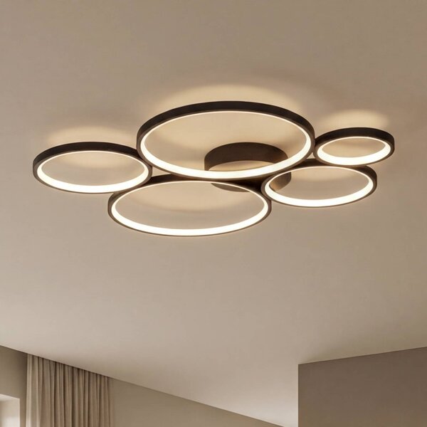 Trio Lighting LED stropní světlo Rondo, černá matná, stmívatelný, Černá, Obývací pokoj / jídelna, kov, Moderní