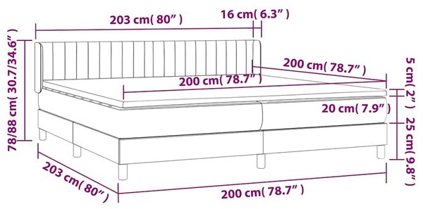 Box spring postel s matrací tmavě šedá 200x200 cm samet 3131100