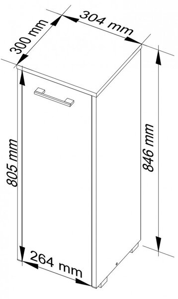 Ak furniture Koupelnová skříňka Fin 30 cm bílá/sonoma