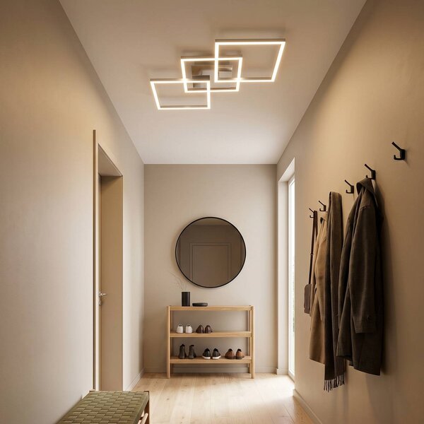 Briloner LED stropní světlo Frame step-dim chrom 76x37cm, stmívatelný, Hliník / šedá / zinek, Obývací pokoj / jídelna, kov, Moderní, Stropní svítidlo