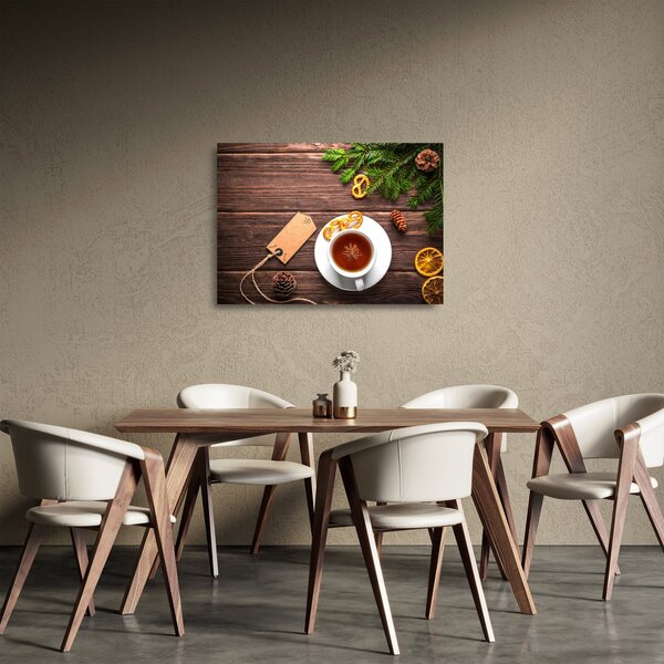 Skleněný obraz - hrníček s dekoracemi (70x50 cm)