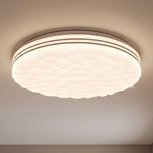 Reality Leuchten LED stropní světlo Tiger RGB hvězdný efekt, stmívatelný, Bílá / opál, Obývací pokoj / jídelna, Plast, Moderní