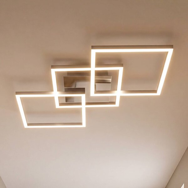 Briloner LED stropní světlo Frame step-dim chrom 76x37cm, stmívatelný, Hliník / šedá / zinek, Obývací pokoj / jídelna, kov, Moderní, Stropní svítidlo