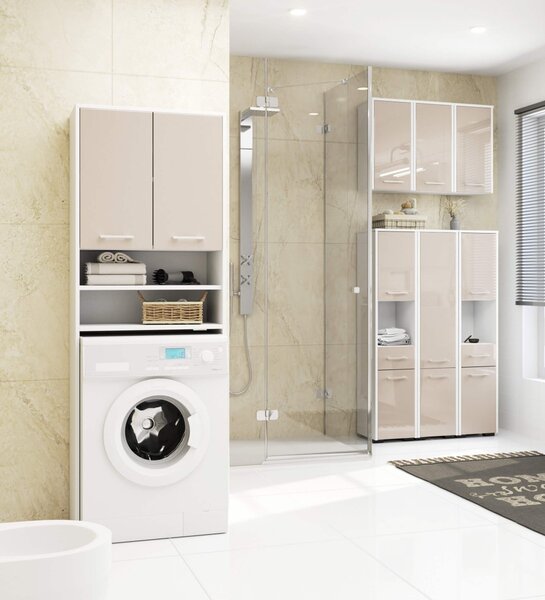 Ak furniture Koupelnová skříňka nad pračku Fin bílá/cappuccino lesk