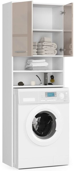 Ak furniture Koupelnová skříňka nad pračku Fin bílá/cappuccino lesk