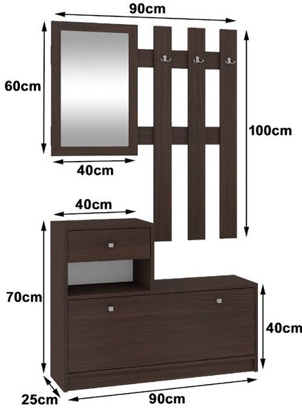 Ak furniture Předsíňová stěna Bole venge