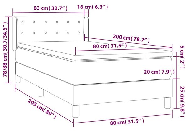 Box spring postel s matrací bílá 80 x 200 cm umělá kůže 3130746