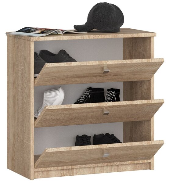 Ak furniture Botník Mini 60 cm - 3 dvířka dub sonoma