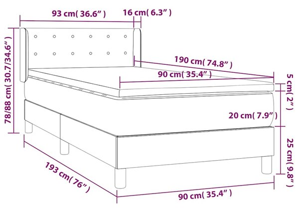 Box spring postel s matrací černá 90x190 cm umělá kůže 3130751