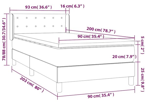Box spring postel s matrací cappuccino 90x200 cm umělá kůže 3130762